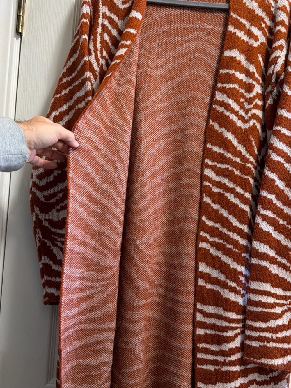 Nine West Rust and White Zebra Open-Front Cardigan - Picture 3 of 4